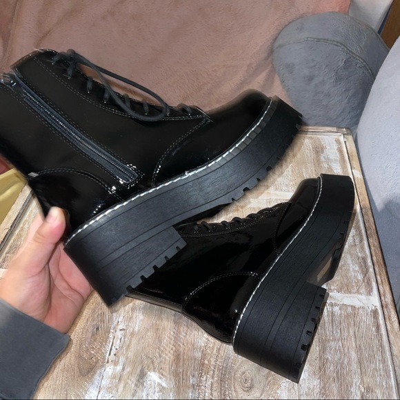 Black Patent Platform Boots - Picture 8 of 9